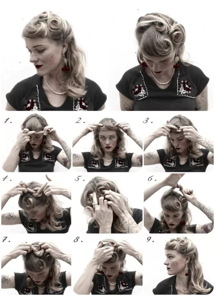 Прическа 40 х годов как сделать DIY Hair Friday. 4 Holiday ready 1940's inspired hairstyles. Rockabilly hair, 19