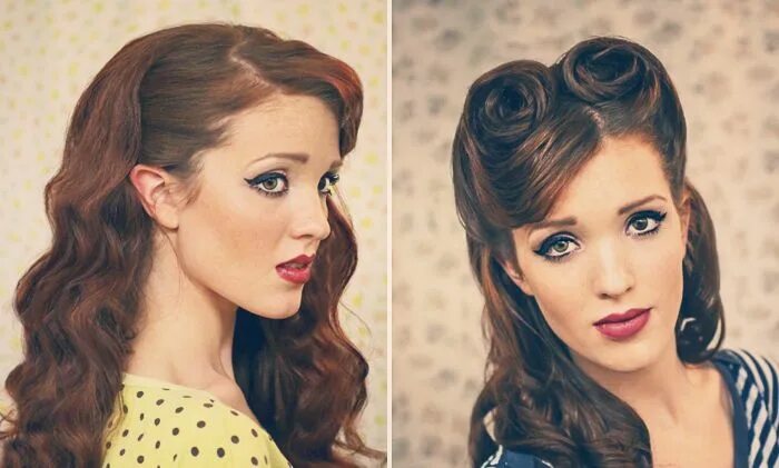 Прическа 50 годов на длинные волосы Half up hair 50s style Vintage hairstyles for long hair, Long hair styles, Retro