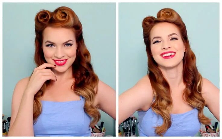 Прическа 50 годов своими руками 1940's / 50's Pinup Hair and Makeup Rockabilly hair, Pin up hair, 50s hairstyles