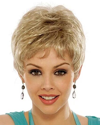 Прическа 90 на короткие волосы женская Capless Short gray Wavy Synthetic Hair Wig, gray Hair Wigs