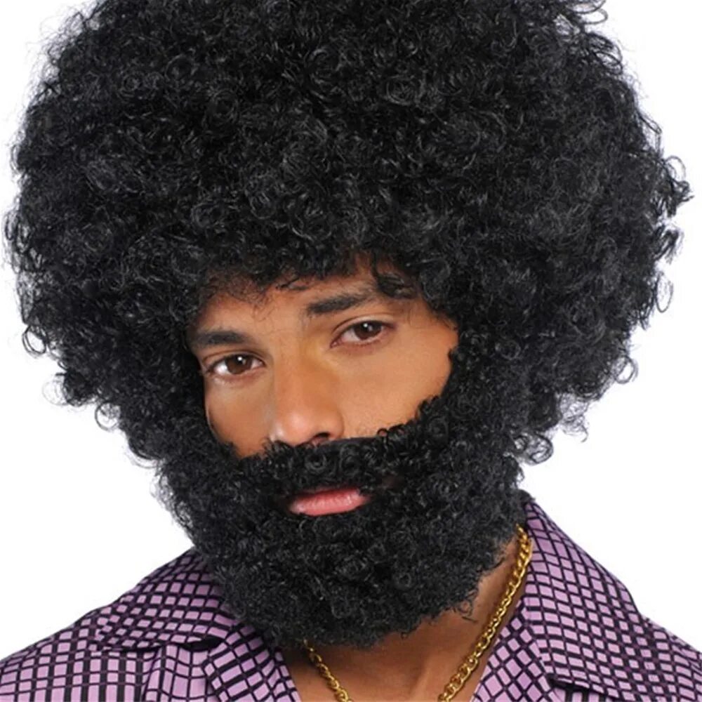 Прическа афро Afro Beard and Moustache - Black