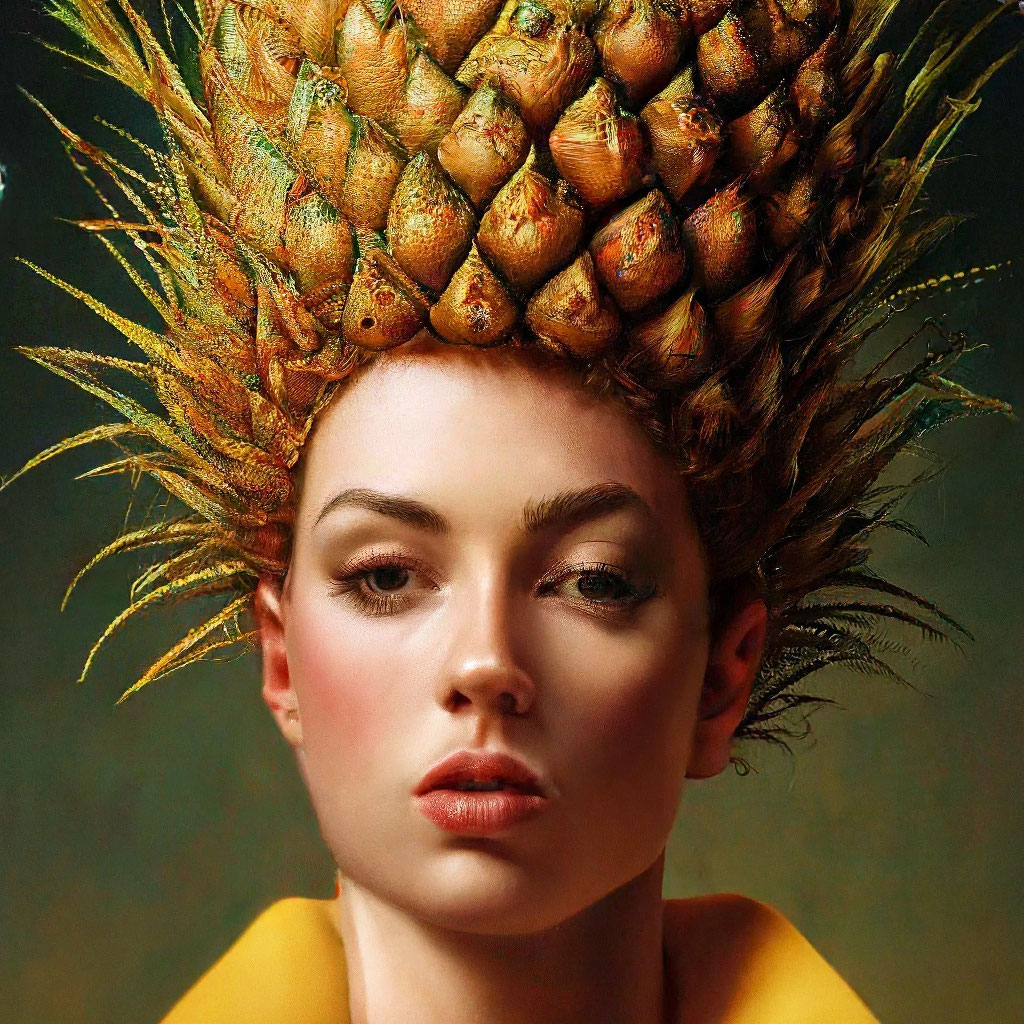 Прическа ананас женская "Pineapple hairstyle, art deco, ." - image created in Shedevrum