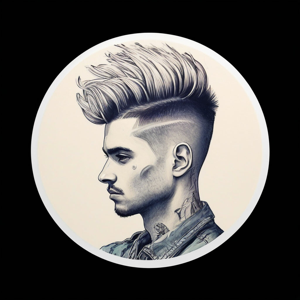 Прическа андеграунд мужская "Underground haircut for men, logo, ." - image created in Shedevrum