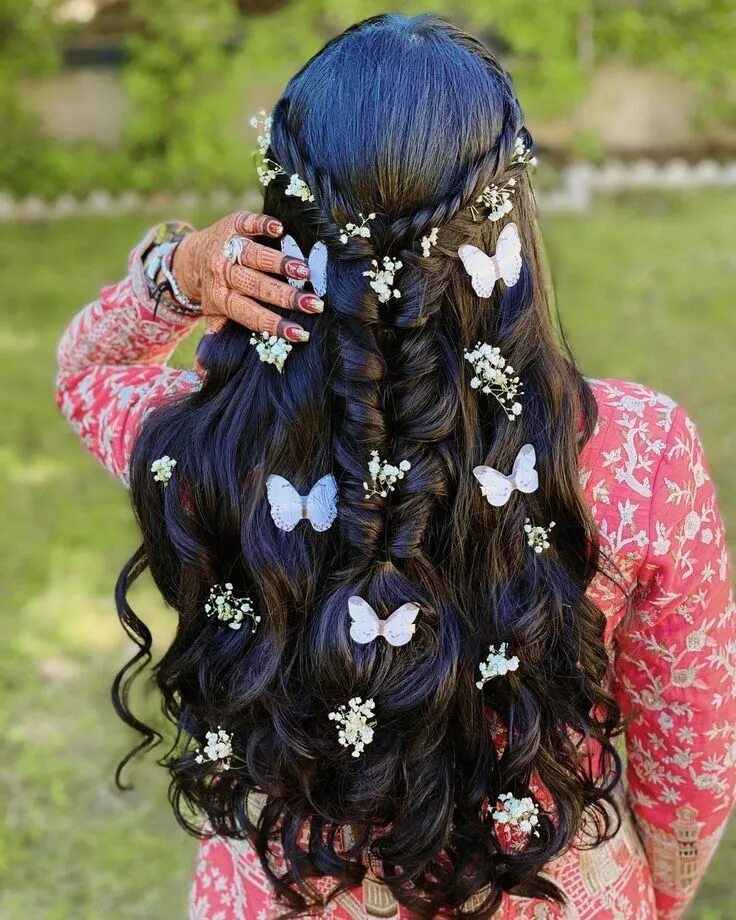 Прическа бабочка на длинные волосы Indian Bridal Hairstyles Quince hairstyles, Butterfly hairstyle, Hair styles