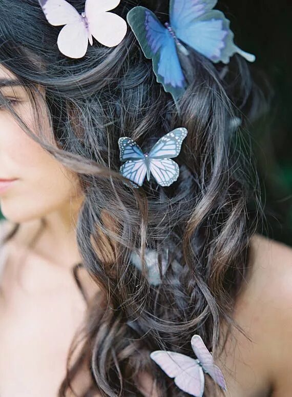 Прическа бабочка женская Delicate silk butterfly hair clip with Swarovski Crystal Butterfly hair, Best be