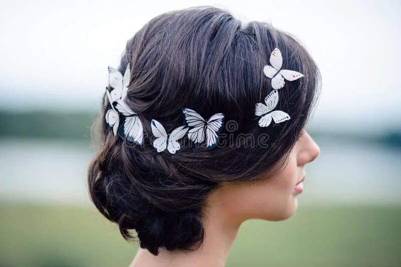 Прическа бабочка женская Creative Hairstyle with Butterflies in Your Hair Stock Image - Image of model, b