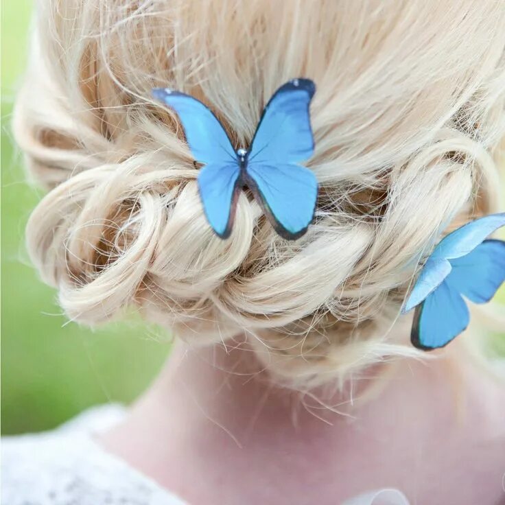 Прическа бабочка женская @Flutter_Designs posted to Instagram: A lovely 'Something Blue' touch with silk 