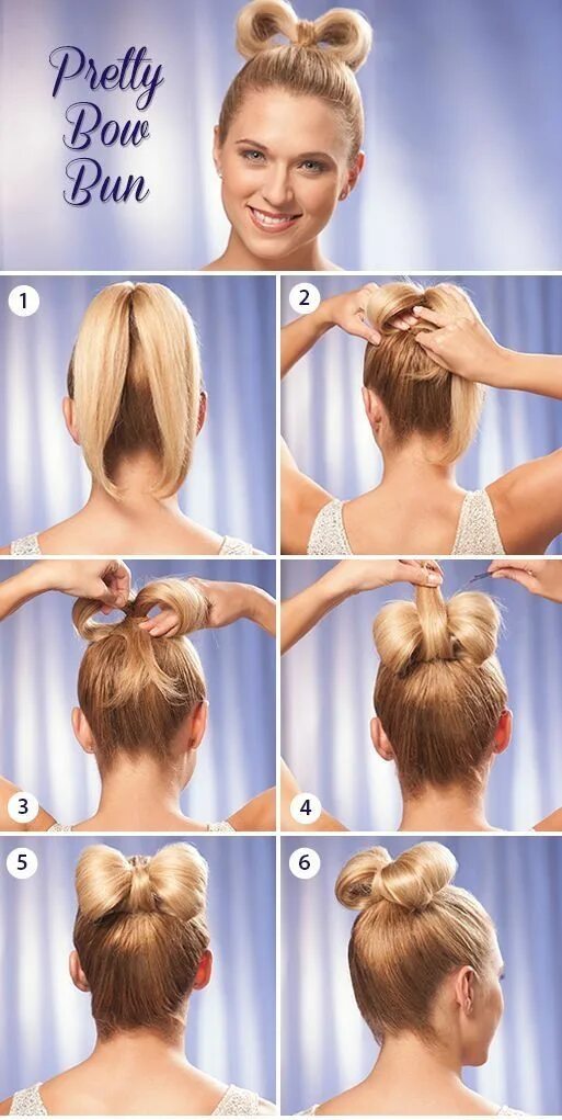 Прическа бантик на короткие волосы Hair Bow - #bow #Hair Hair tutorial, Hair bow bun, Bow bun