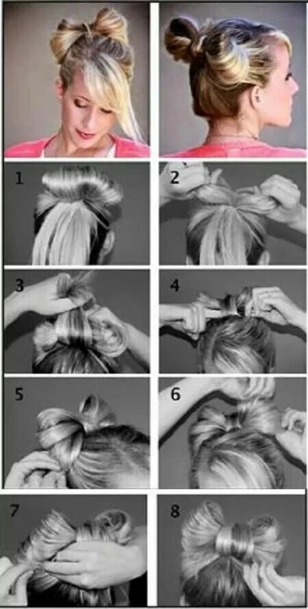 Прическа бантик на короткие волосы Hair bow Hair knot, Hair styles, Hair tutorial