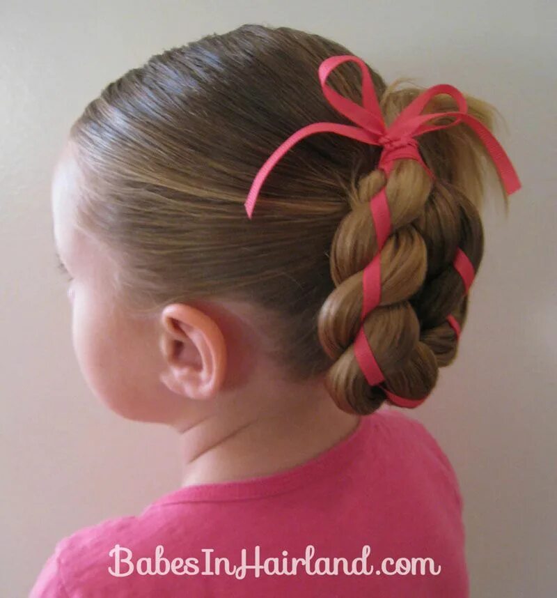 Прическа баранки из косичек как сделать 4 Strand Braid with Ribbon In It Hair dos for kids, Mixed girl hairstyles, Hair 