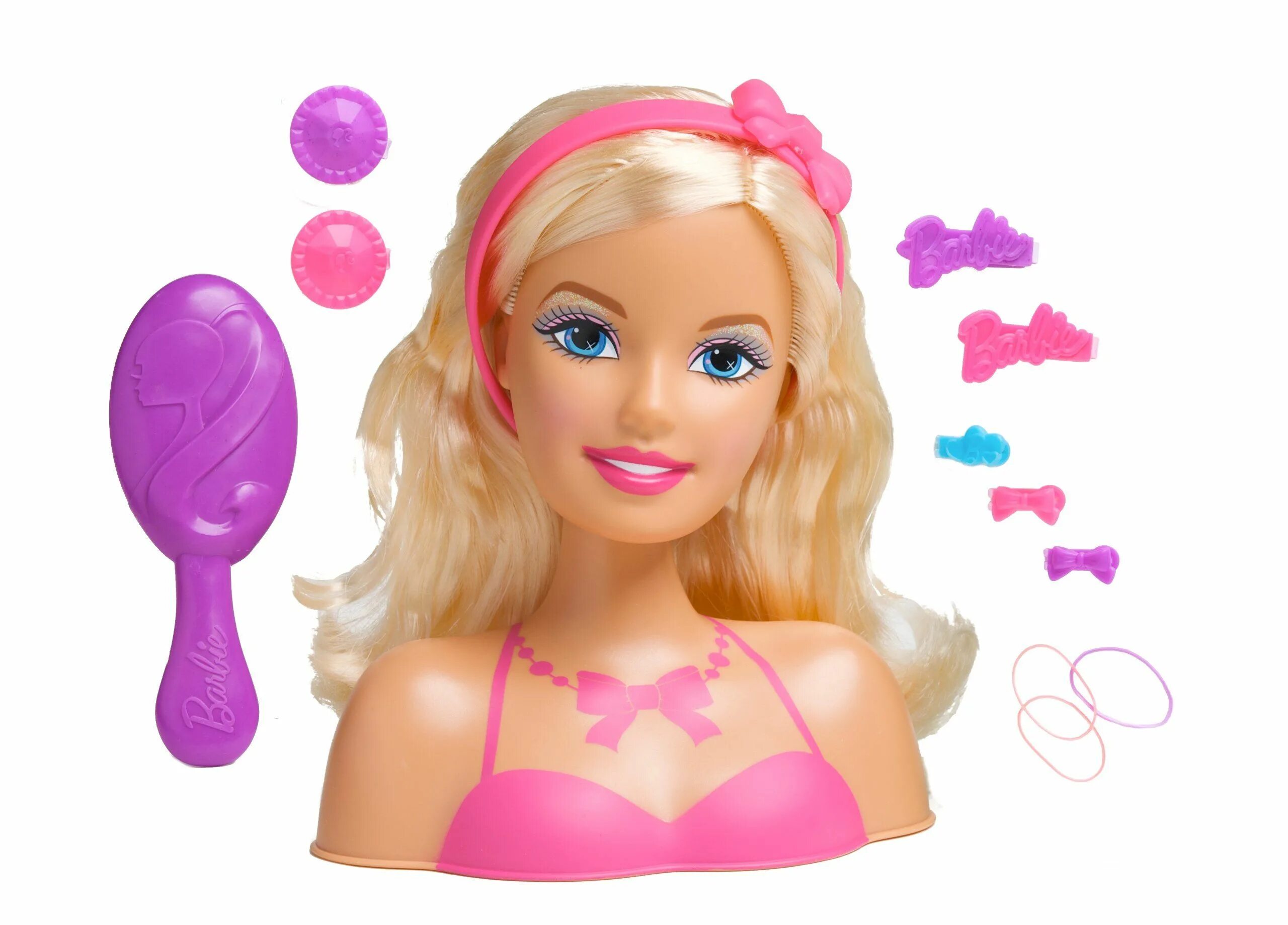 Прическа барби для девочек 2011 Barbie Stylin Styling Head - Bow necklace - 14 pcs - Blonde Barbie styling 