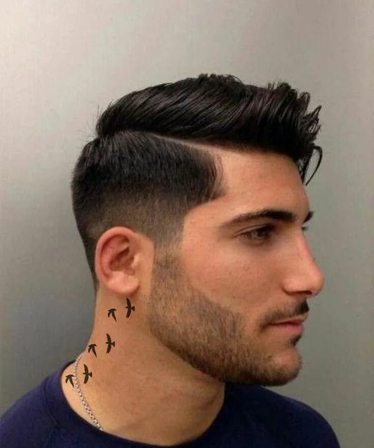 Прическа башня мужская Small black swallows temporary tattoos birds ear neck Etsy Hard part haircut, Me