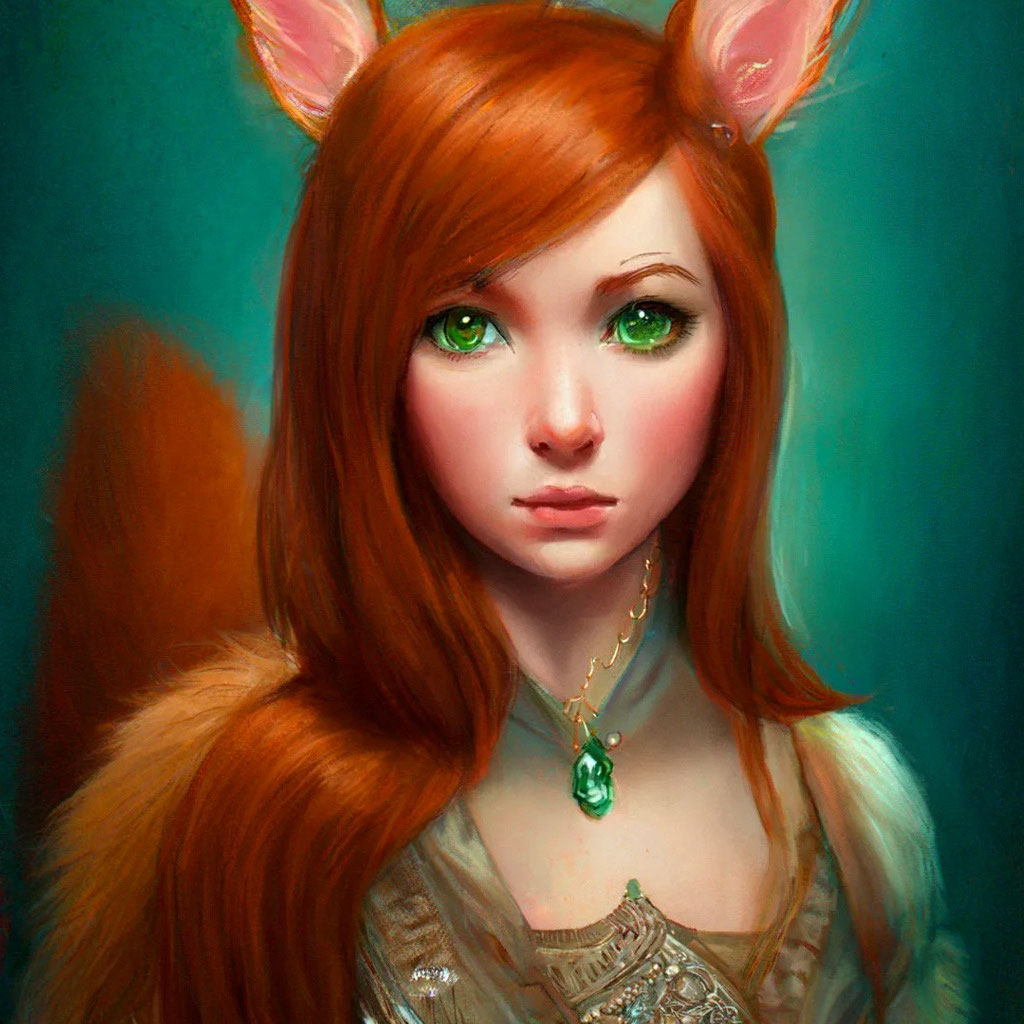 Прическа белка для девочки "A red-haired squirrel girl with ." - image created in Shedevrum