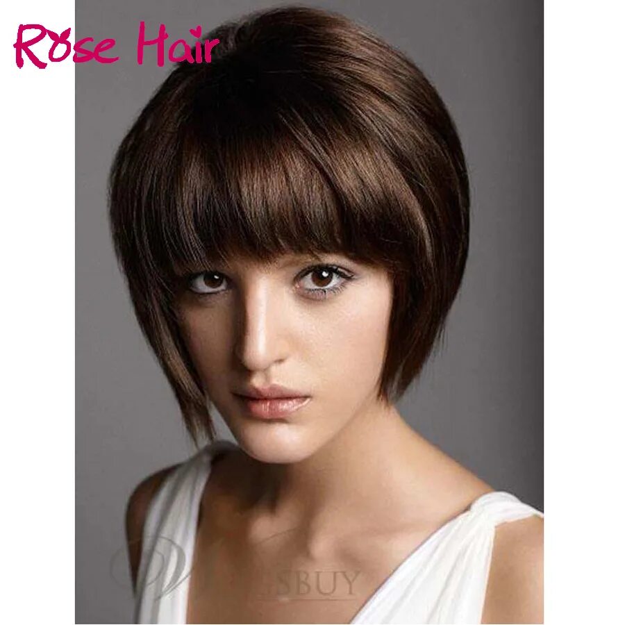 Прическа боб короткая женская с челкой фото Short Bob Wigs For Black Women Synthetic Wigs For Black Women top Quality Black 