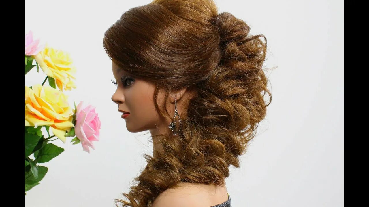 Прическа более красива Prom hairstyle for long hair. Tutorial - YouTube