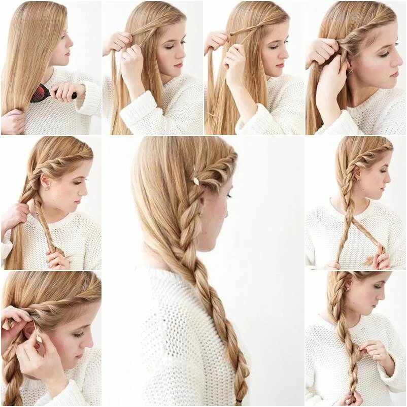 Прическа быстро и красиво сама себе How to DIY Simple Side Braid Hairstyle iCreativeIdeas.com Long thin hair, Hair s