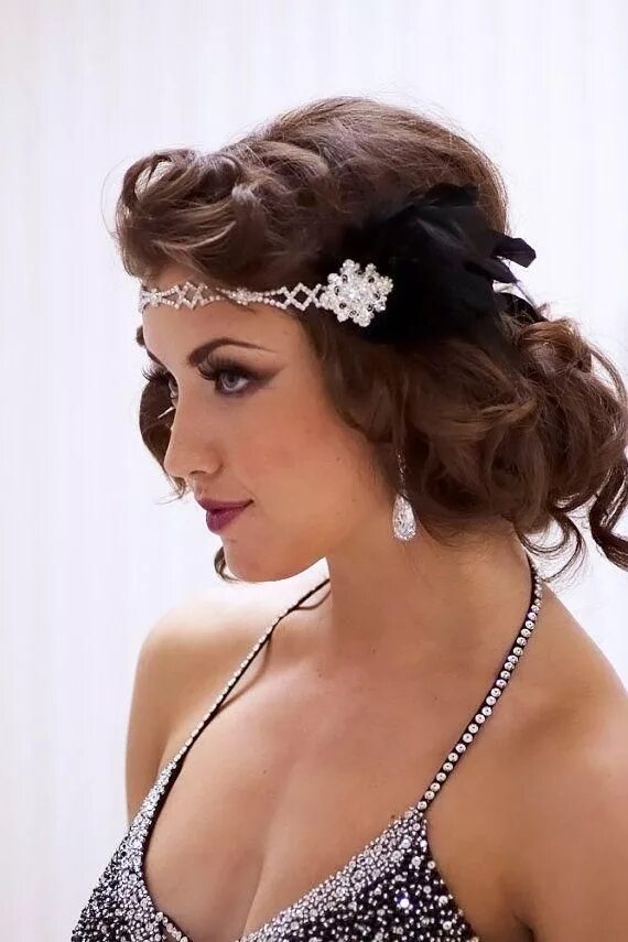 Прическа чикаго на длинные волосы Great Gatsby inspired headband Flapper hair, Gatsby hair, Vintage hairstyles