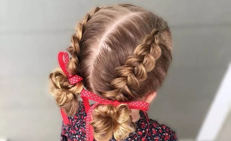 Прическа детская на средние Hairstyles in kindergarten: original ideas and novelties - hairdesignon.com Прич