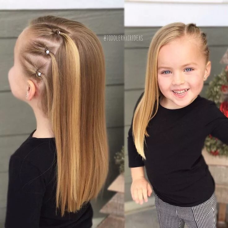 Прическа девочке на длинные тонкие волосы Пин на доске Toddler hair Прически, Детские прически, Плетеные прически