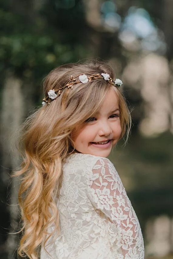 Прическа девочке на свадьбу 8 лет Child Flower Crown Flower Girl Flower Crown Wreath Bridal Headpiece Natural Wedd