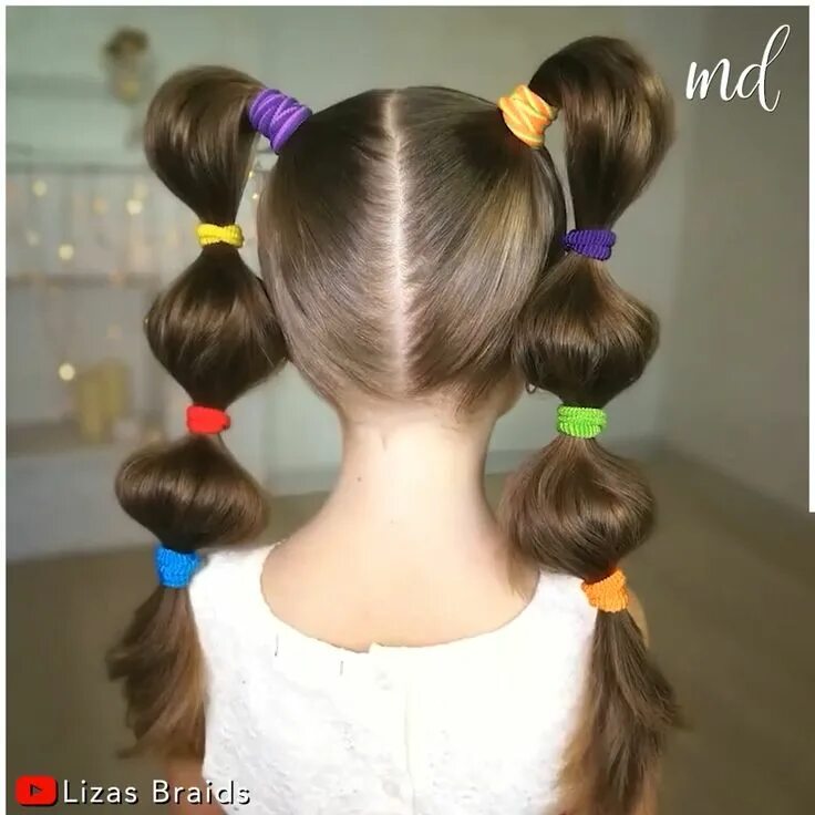 PULL THROUGH BRAID with BRIGHT ELASTICS Back to School hairstyle Little girls ha