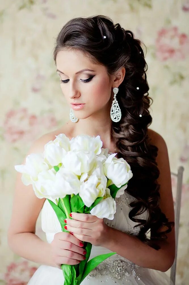 Прическа длинные волосы с цветами 57 Half-Up, Half-Down Wedding Hairstyles: Top Looks + Expert Tips Wedding hairst