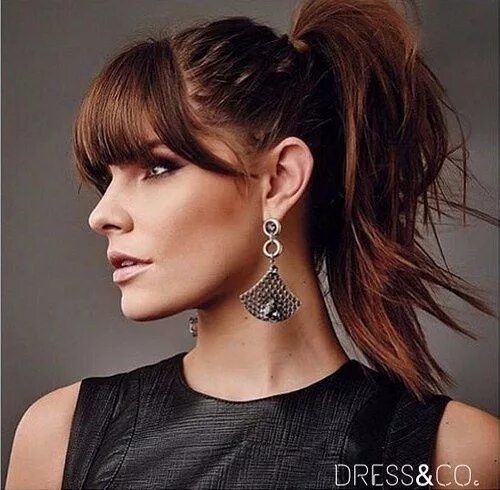 Прическа длинный хвост с челкой 20 Great Ponytail with Bangs Hairstyle Inspiration Ideas Bangs ponytail, Hairsty