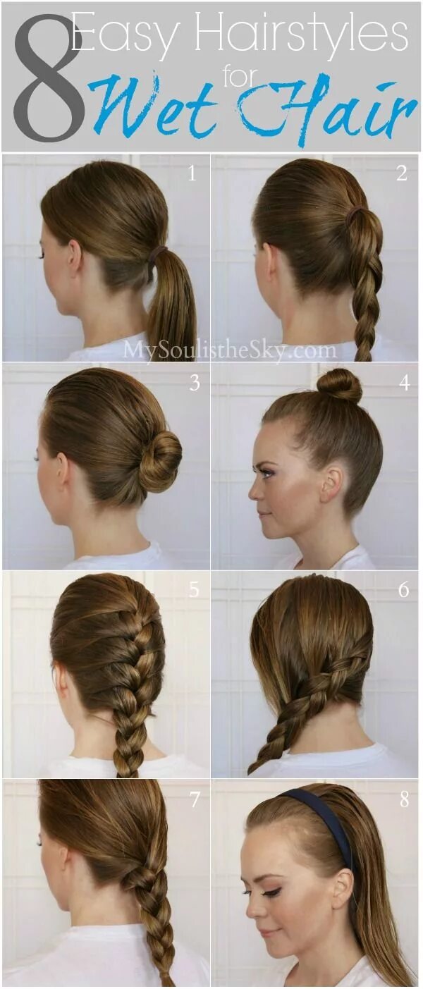 Прическа для бассейна для девочки 8 Easy Hairstyles for Wet Hair - Missy Sue Medium hair styles, Easy hairstyles, 