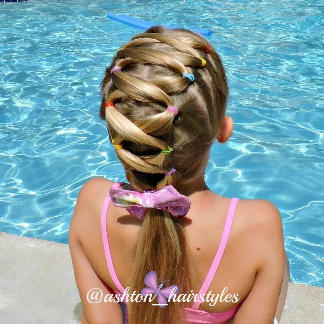 Прическа для бассейна на длинные волосы Pin by Jennifer Gerdes-Harris on Hair Little girl hairstyles, Ponytail hairstyle