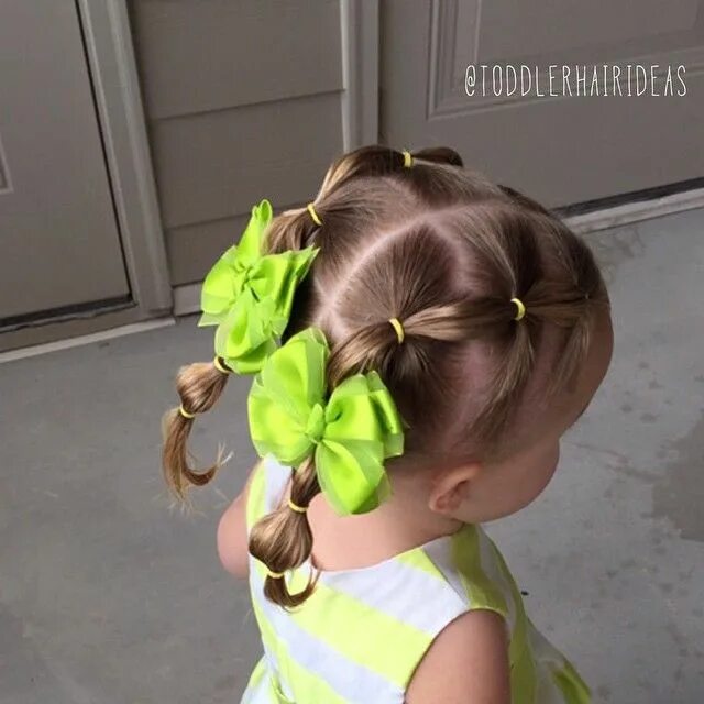 Прическа для детей девочек 2 года Today we did bubble piggy tails inspired by @brownhairedbliss! To get the "bubbl