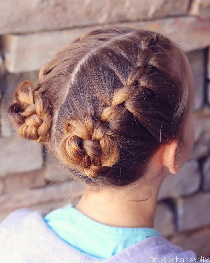 Прическа для девочек шишечки Double knotted braids into braided buns on textured hair! I used @sweethearts_ha