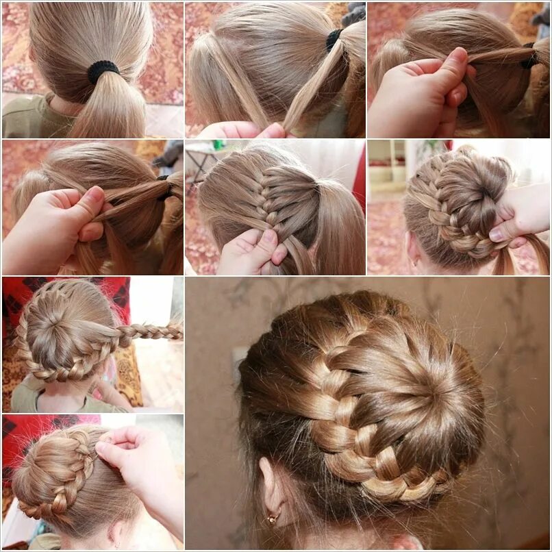 Прическа для девочек своими руками видео This Woven Braid Around Ponytail Flechtfrisuren dutt, Geflochtene frisuren, Fris