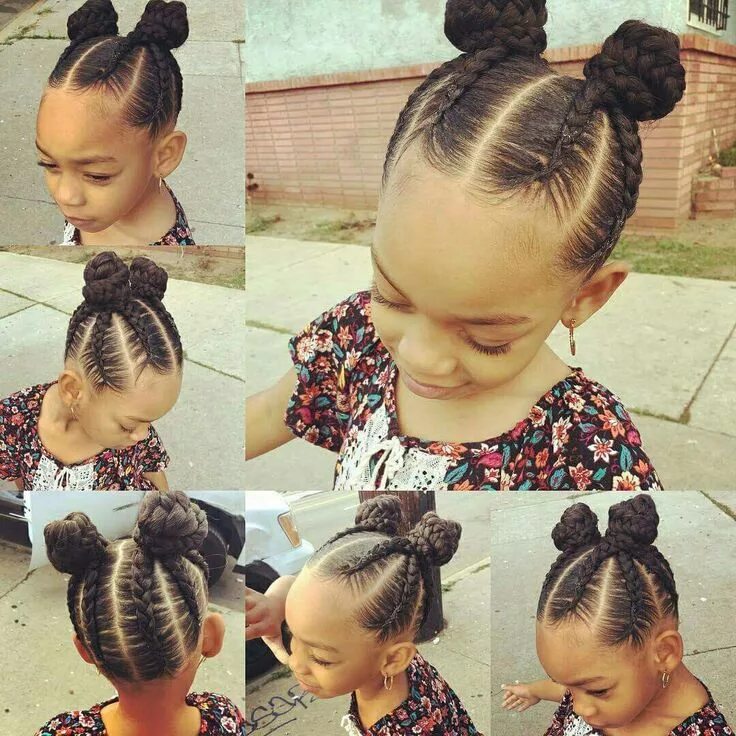 Прическа для девочки две шишечки When Goo Goo get some Hair Lil girl hairstyles, Kids hairstyles, Baby hairstyles