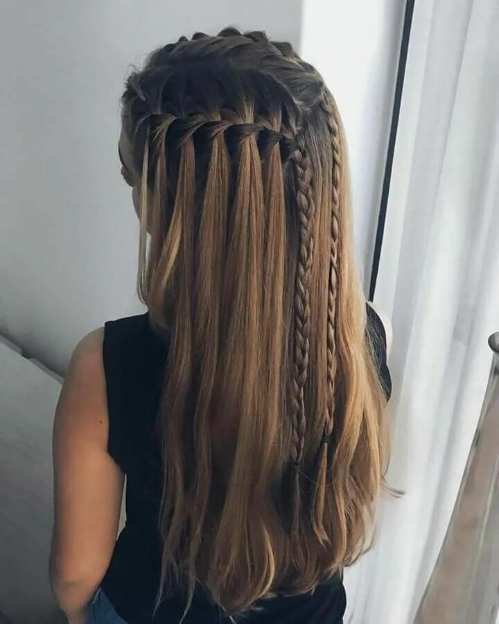 Прическа для девочки косички и распущенные Pin by Isabel Miranda Morales on peinados Waterfall braid hairstyle, Hairstyle, 