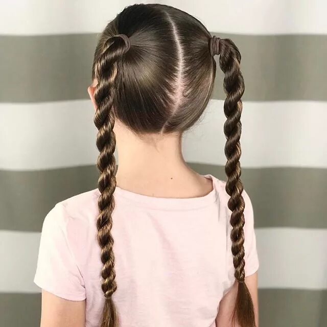 Прическа для девочки косички по бокам Double Twist Ponytails #tbt #twistponytail #hairinspo #hairtodaygonetomorrow #pi