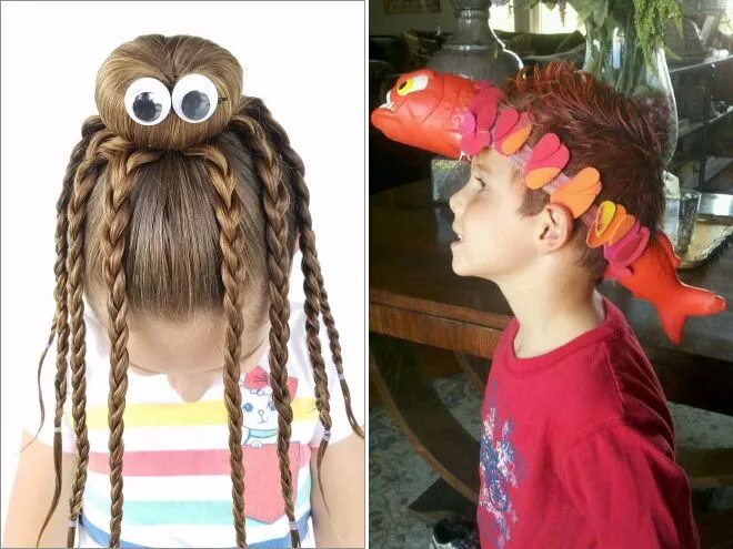 Прическа для девочки на 1 апреля The Best Hairdos From "Crazy Hair Day" at Schools Crazy hair, Crazy hair days, W