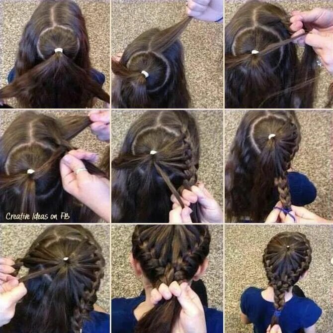 Прическа для девочки на скорую руку Trenzas... Creative hairstyles, Girl hair dos, Hair styles