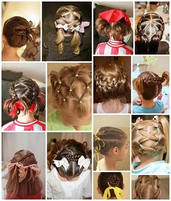 Прическа для девочки на средние пошагово Grosgrain: Hair 12 Little girl hairstyles, Hair styles, Girl hair dos