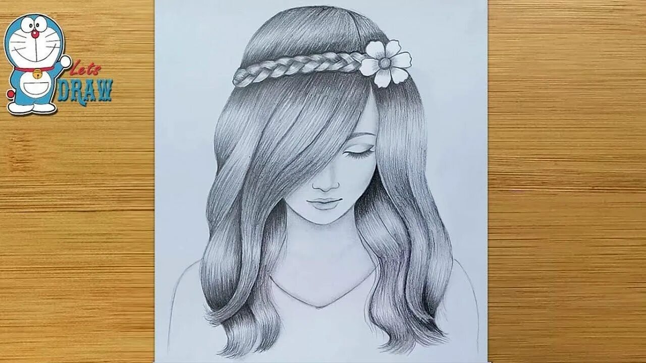 Прическа для девочки с карандашом A girl with beautiful hair Pencil Sketch drawing / How to draw a girl - YouTube 