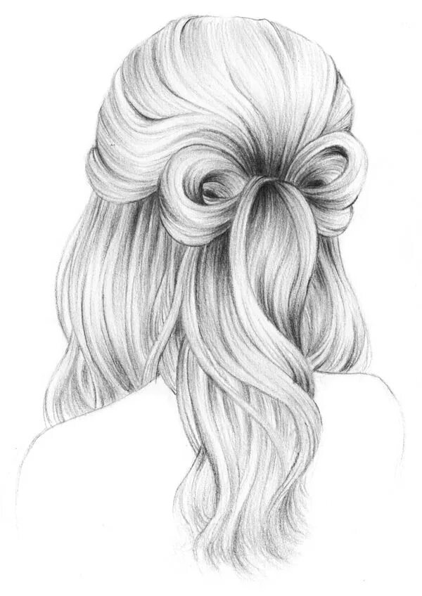 Прическа для девочки с карандашом 365c (2) by Maelle Rajoelisolo, via Behance Realistic hair drawing, How to draw 