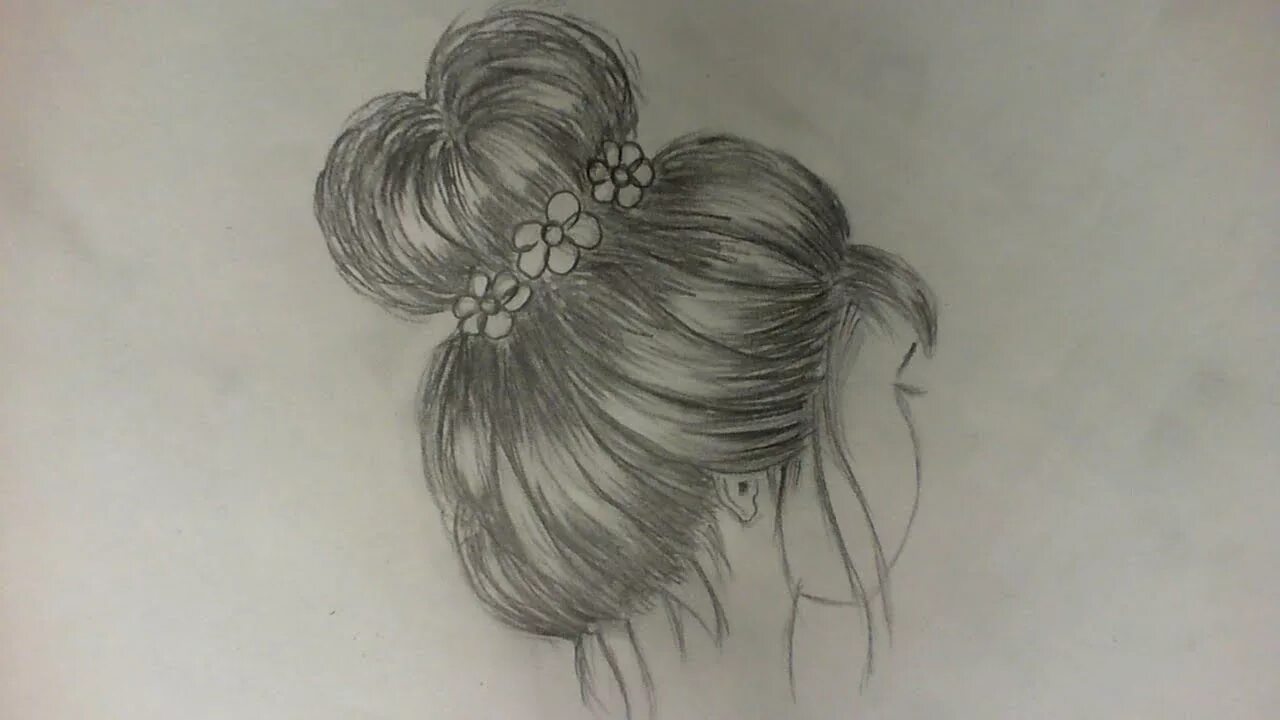 Прическа для девочки с карандашом How to draw A Hair bun - YouTube