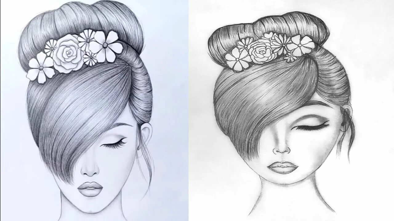 Прическа для девочки с карандашом I tried to recreate Farjana drawing academy drawings /Recreation/ pencil drawing