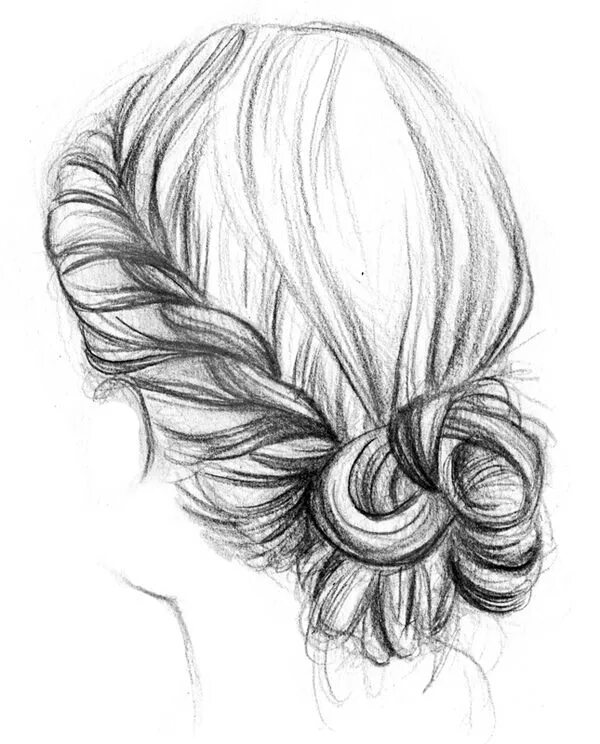 Прическа для девочки с карандашом Рисунки красивых причесок How to draw hair, Sketches, Hair sketch