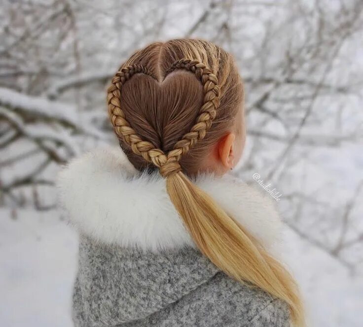 Прическа для девочки сердечко Winter Wonderland hairstyle!! (con imágenes) Peinados infantiles, Peinados niña 