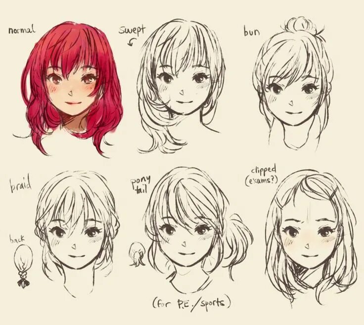 Прическа для девочки в стиле аниме anime boy hairstyles - Google Search Sketches, How to draw hair, Manga hair