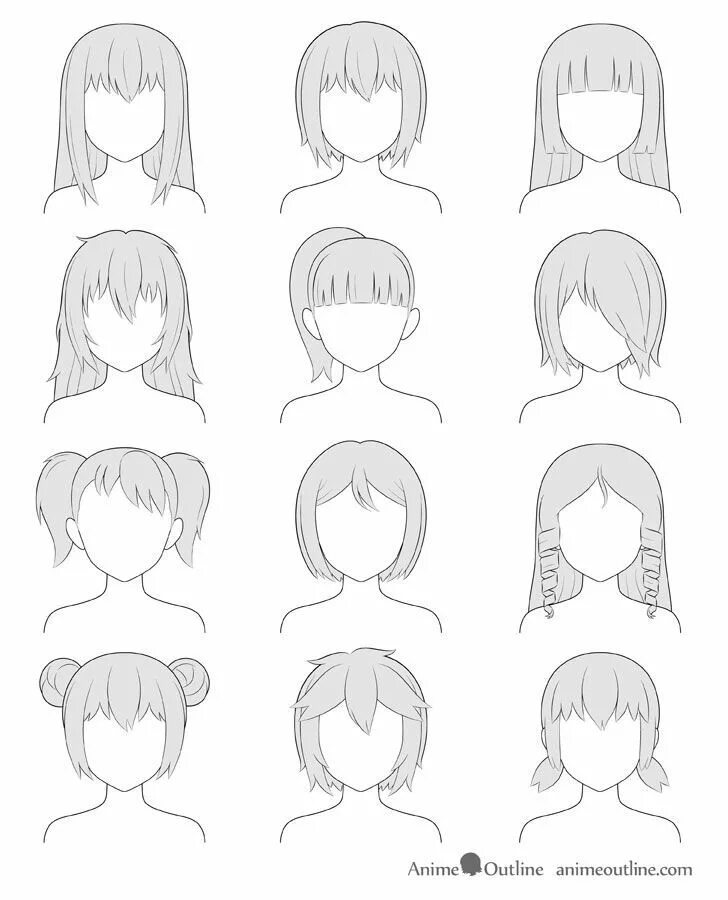 Прическа для девочки в стиле аниме How To Draw Female Anime Hair Step By Step #hairstyle Tutorial para dibujar pelo