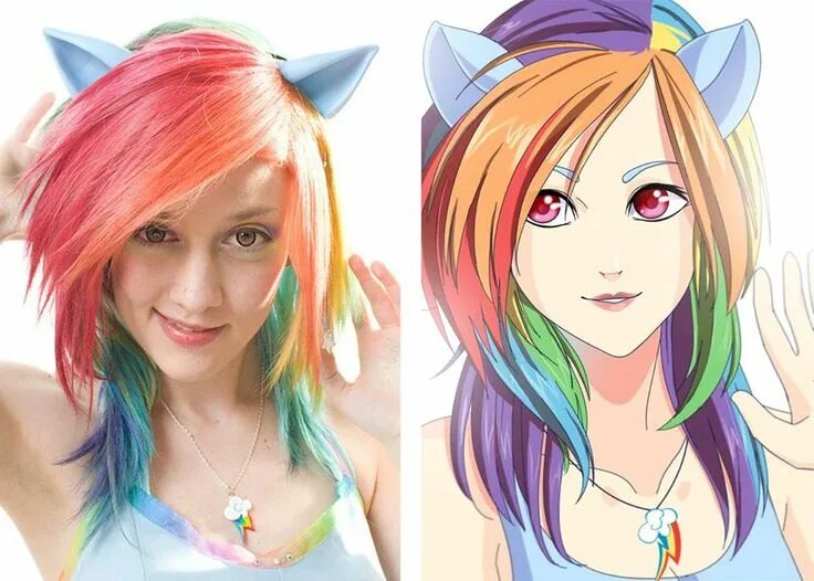 Прическа для девочки в стиле аниме Pin by Emma Kristensen on Cosplay Rainbow dash cosplay, Rainbow dash, Pony