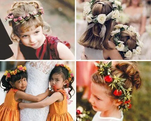 Flower girls in 2024 Bridesmaid flowers, Flower crown hairstyle, Flower girl hai