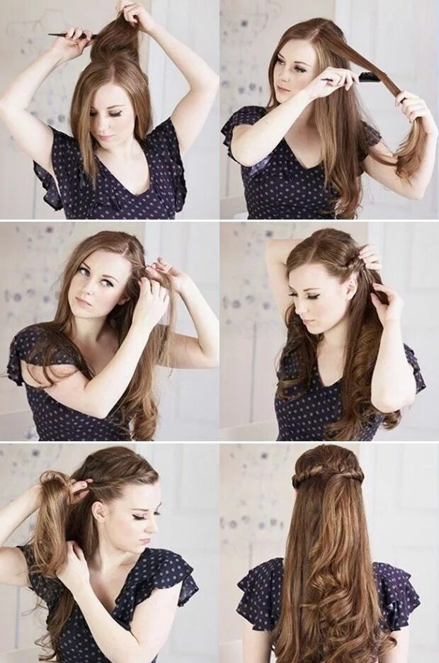 Прическа для дома на длинные волосы Pin on Hair Hair styles, Princess hairstyles, Long hair styles