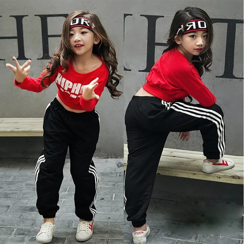 Прическа для хип хопа для девочек Hip Hop Children Jazz Dance Costume For Girls/Boys Performance Show Clothes Tops